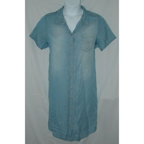NEW Soft Blue Chambray Plus Sz 16/18 Button Up Knee Length Shirt Dress MAURICES - Picture 1 of 4